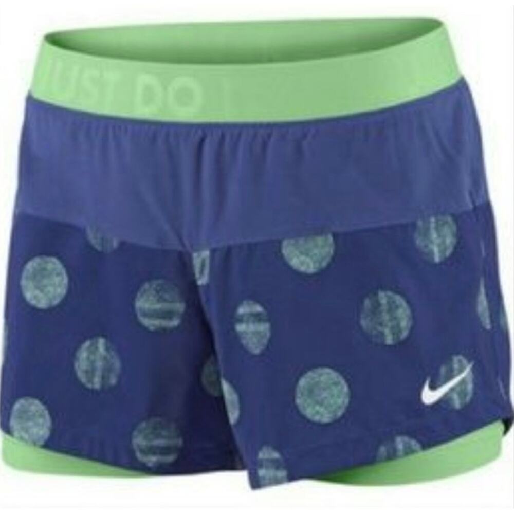 Nike Icon Dri-Fit Purple Mint Polka Dot Training Running Shorts Size XS